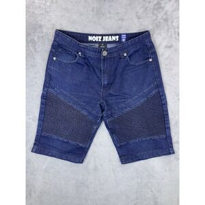 Noiz Jean Shorts Mens 36 Blue Dark Wash Denim Baggy Moto Grunge Bermuda Jorts